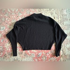 Zara Black Ribbed Knit Long-Sleeve Top with Sculpted Neckline – Size S